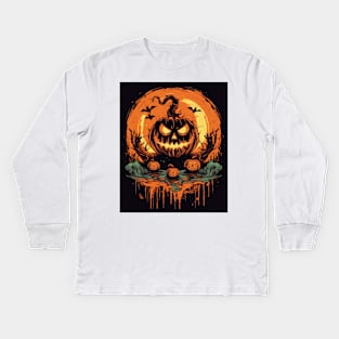 possessed pumpkin during halloween Kids Long Sleeve T-Shirt